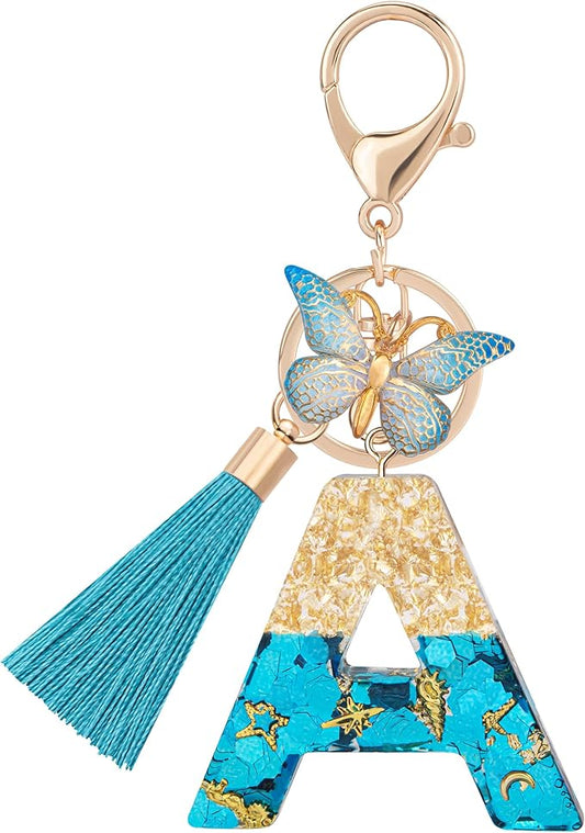 Suweibuke Cute Pink Key Chains for Women Girls, Initial Letter Keychains with Tassel, Charms for Key Purse Handbags Backpacks