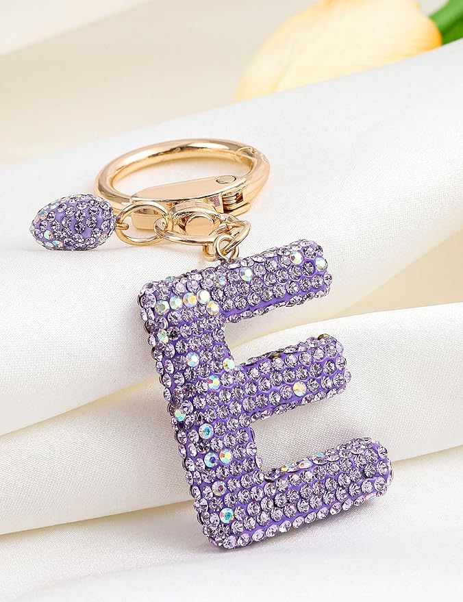 Initial Keychain for Women Girls,Bling Letter Key chain Initial with Heart,Pink Keychain Charms for Backpack Handbag