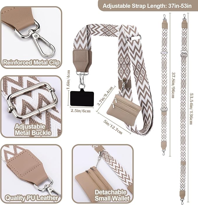 XANGNIER Clip and Go Strap for Phone with Wallet Crossbody, Phone Strap with Zippered Wallet, Adjustable Anti Theft Cellphone Lanyard for Women, Cellphone Chain Accessories,Multicolor 21