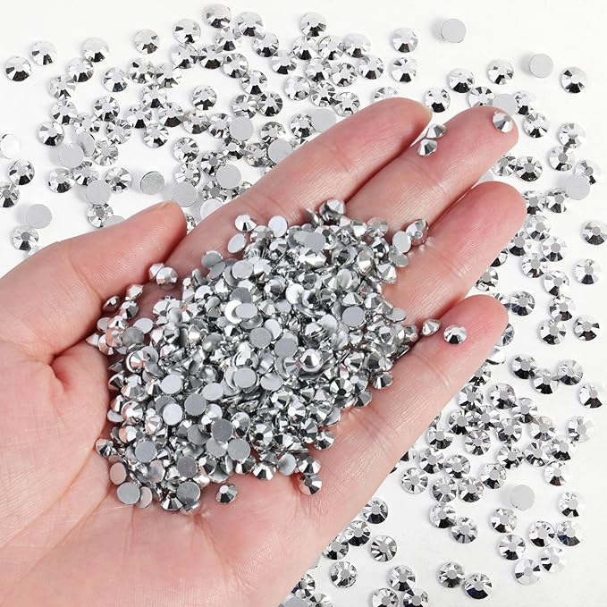 Beadsland Flatback Rhinestones Bulk,14400pcs Silver Rhinestones for Nails Crafts Clothes DIY Decoration, Silver Hematite, SS20, 4.6-4.8mm