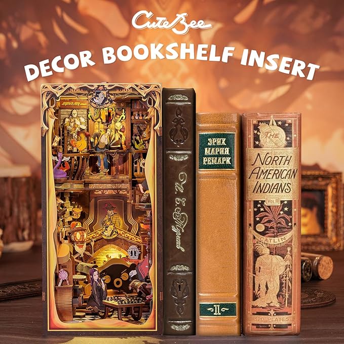 CUTEBEE Book Nook Kit - DIY Miniature House Kit for Adults and Teens, Dollhouse Booknook Tiny House Model Build Bookshelf Decor, Gifts for Family, Friends