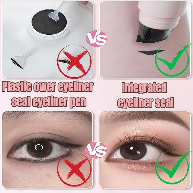 2 Pcs Gel Eyeliner Pencil Set, 2025 New Foldable Eyeliner Stamp for Perfect Wings, Waterproof Eyeliners Tool, Smudge Proof Eyeliners Pen for Beginners