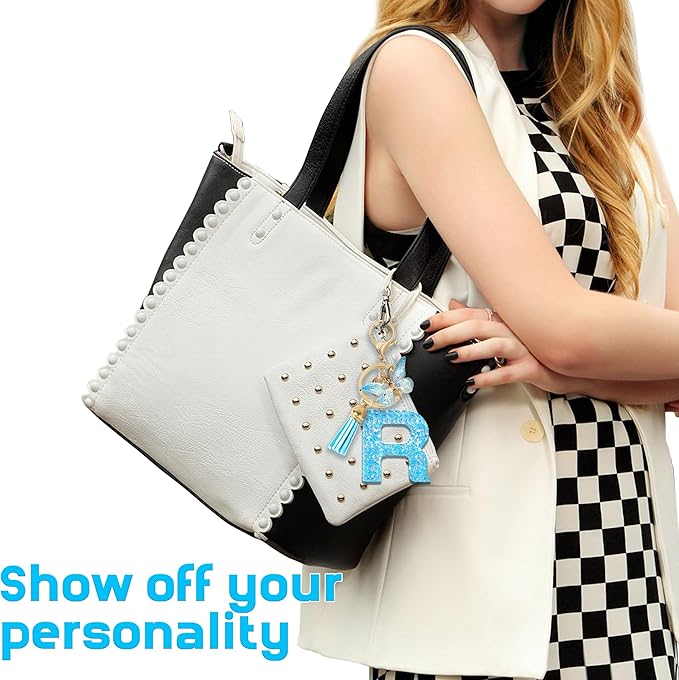 Initial letter Keychains for Women Girls Tassel Butterfly Cute Keychain for Wallet Backpack charm
