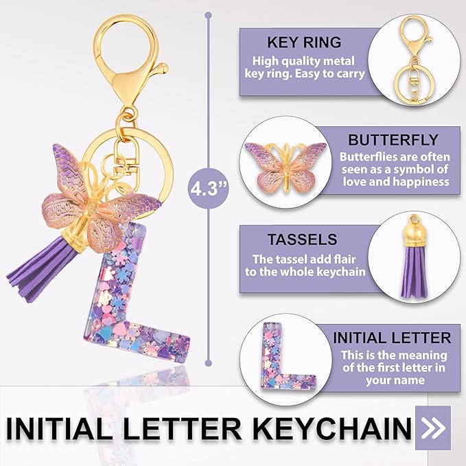 Alphabet Initial Letter Keychain Cute Heart Resin - Letter Keychain for Backpack Charms - Initial Keychains for Women