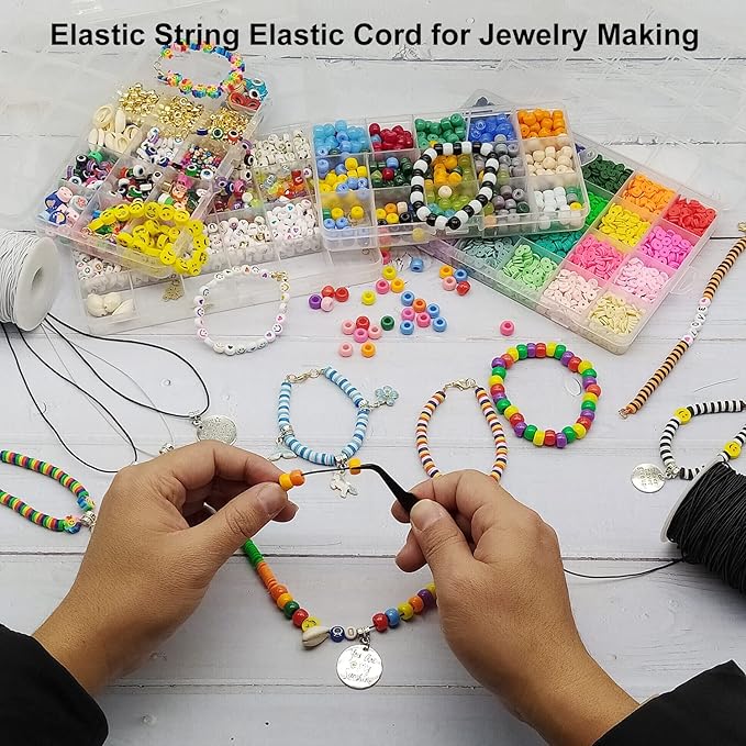 Elastic String for Bracelets, 1 mm x 110 Yards Sturdy Stretchy Elastic Cord for Jewelry Making, Necklaces, Beading - Black