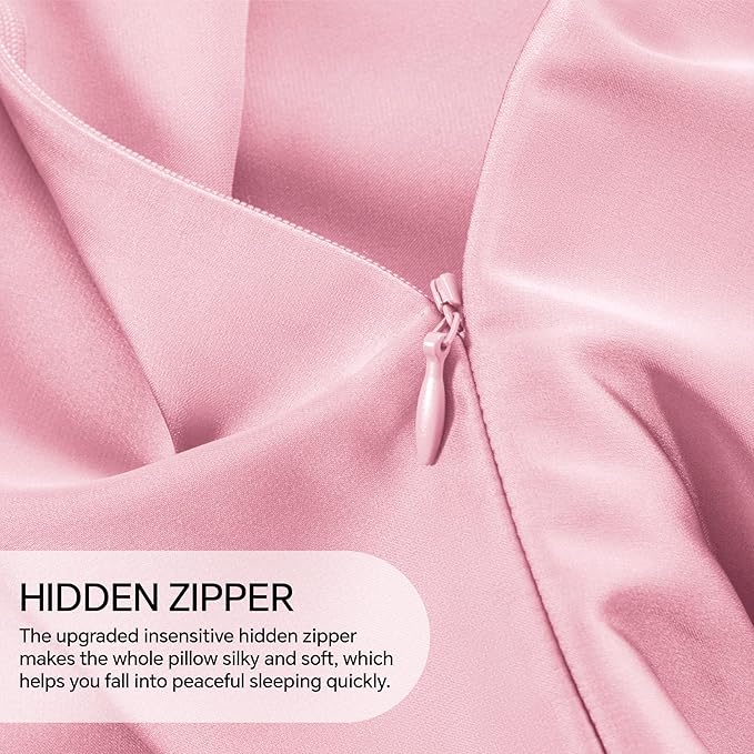 INFIIXSO Mulberry Silk Pillow Cases King Size Set of 2, Silk Pillowcase with Hidden Zipper 20"x36", Extraordinary Smooth and Soft Pillow Case for Hair and Skin(Pink, 2 Pack)