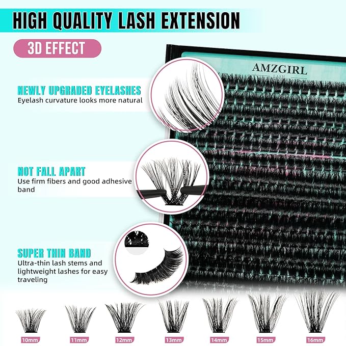 Lash Clusters 320Pcs 100D Eyelashes Cluster D Curl Individual Wispy Lashes Cluster for DIY Cluster Eyelash Extensions at Home for Beginners (Mix10-16mm)