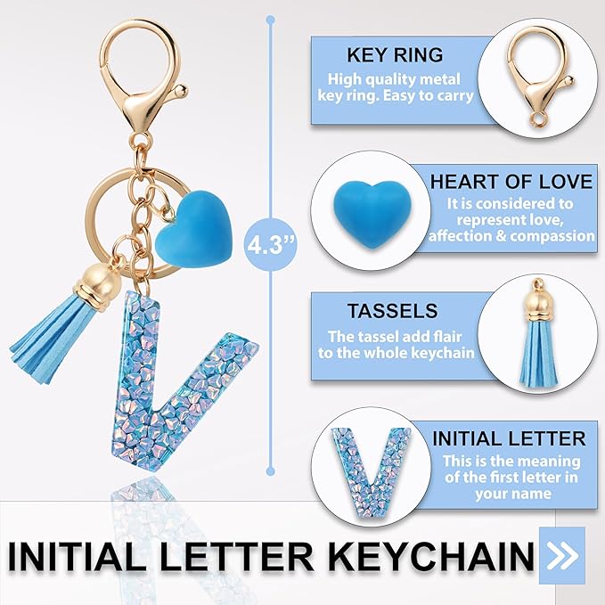 Alphabet Initial Letter Keychain Cute Heart Resin - Letter Keychain for Backpack Charms - Initial Keychains for Women