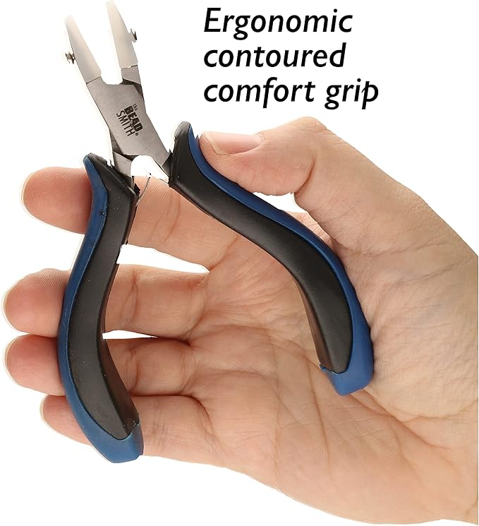 The Beadsmith Chain Nose Nylon Jaw Pliers – 5 inches (127mm) – Ergonomic Handle, Double Leaf Springs – Includes Replacement Heads – Jewelry Making Tool for Creating Bracelets, Earrings & Necklaces