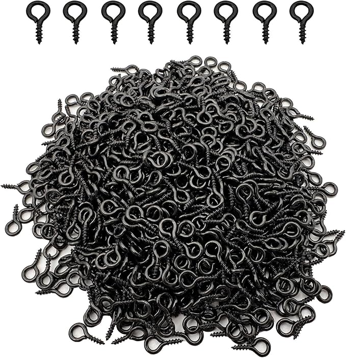 Black 1000 Pcs Small Screw Eye Pins Jewelry Making Eyelet Hook for Craft 10 x 5mm