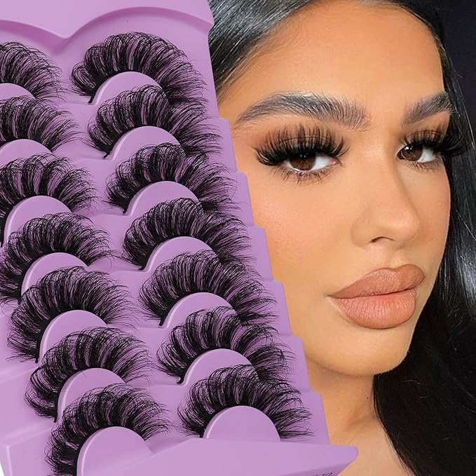 Fluff Lashes Mink Wispy False Eyelashes Curly Faux Mink Lashes 20mm Volume Fake Eyelashes 7 Pairs Eye Lashes Multipack by TOOCHUNAG
