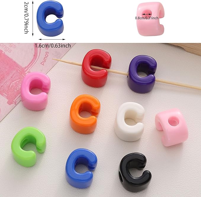 40 PCS Letter Beads 3D Acrylic 21mm x 16mm C Loose for Jewelry Making Bracelet Necklaces Keychain Phone Bag Chain Key Chains(Mixed Color C)