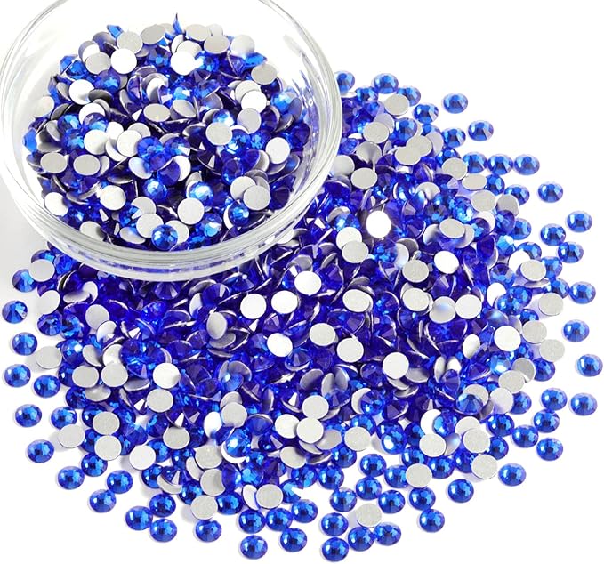 Beadsland Flatback Rhinestones Bulk,14400pcs Blue Rhinestones for Nails Crafts Clothes DIY Decoration, Sapphire, SS12,3.0-3.2mm