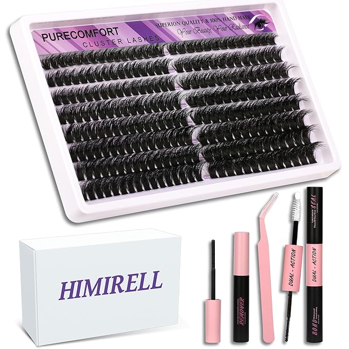 DIY Lash Extension Kit, 232 Cluster Lashes 2 Densities (100P/150P) 10-18mm Mixed Length, Knot-Free Handmade Lashes with Bond/Seal Glue, Remover & Tweezers, Beginner-Friendly for Daily & Party Looks