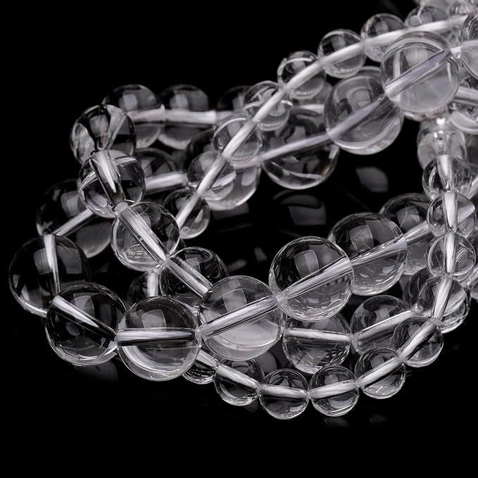 Natural Cyrstal Beads for Jewelry Making,10mm Clear Quartz Polished Smooth Round Gemstone Beads for Bracelet Necklace 15 Inch