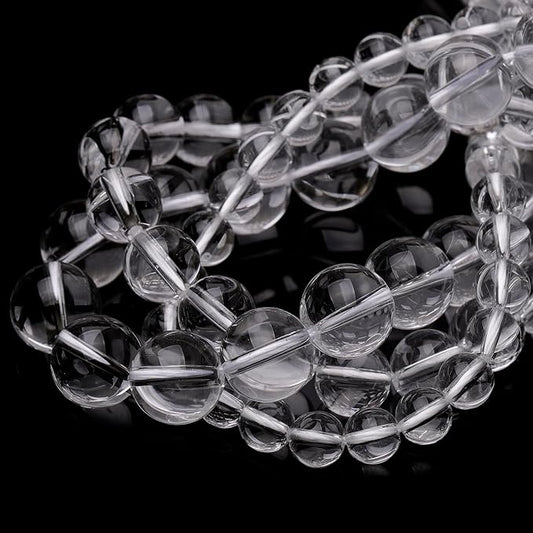 Natural Crystal Beads for Jewelry Making,6mm Clear Quartz Polished Smooth Round Gemstone Beads for Bracelet Necklace 15 Inch