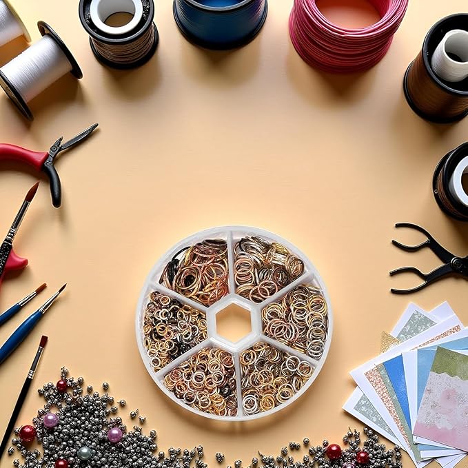 1940 Pcs Multicolour Metal Jump Rings Small Crafts Jump Jewelry Connectors Assorted Size Connector Rings Open O for Keychain Making Jewelry Findings
