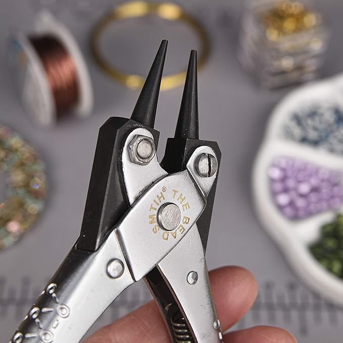 The Beadsmith Round Nose Parallel Pliers, 5.5 inches (140mm), Steel tool for jewelry making, with spring