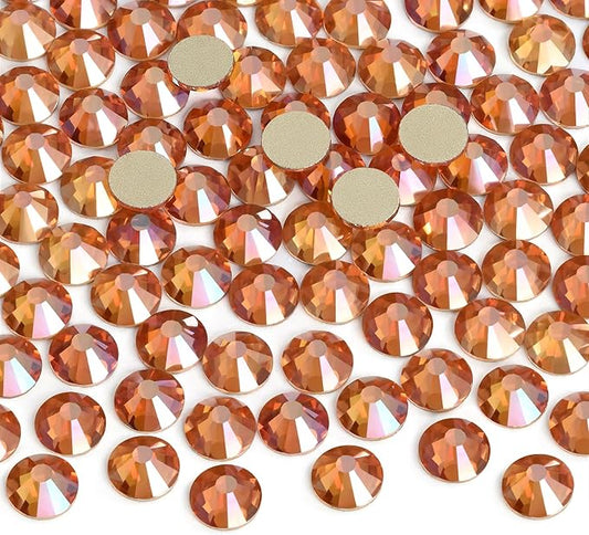 2880 Pieces Flatback Rhinestones Glue Fix Crystal Glass Diamantes Gems for Crafting Nail Art Crafts Decorations Clothes Shoes 1.6 mm (ss4, Amber)