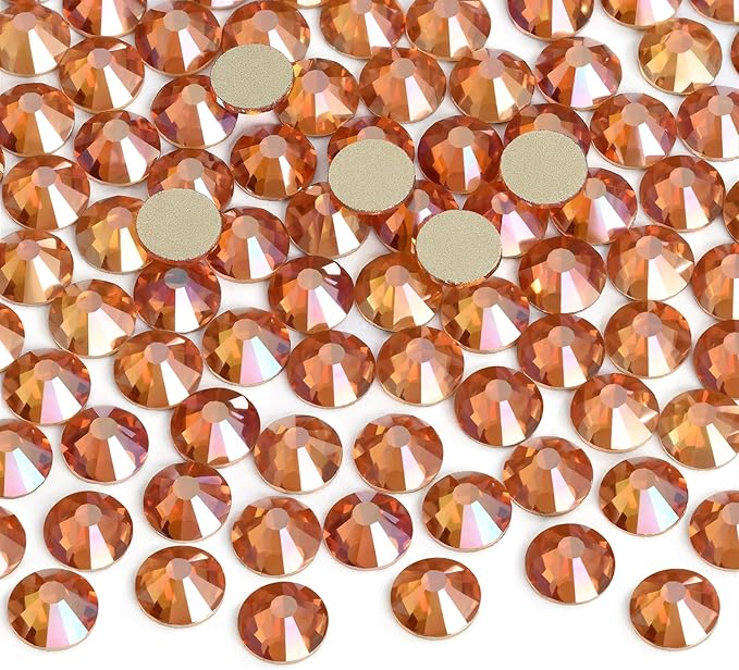 2880 Pieces Flatback Rhinestones Glue Fix Crystal Glass Diamantes Gems for Crafting Nail Art Crafts Decorations Clothes Shoes 2.0 mm (ss6, Amber)