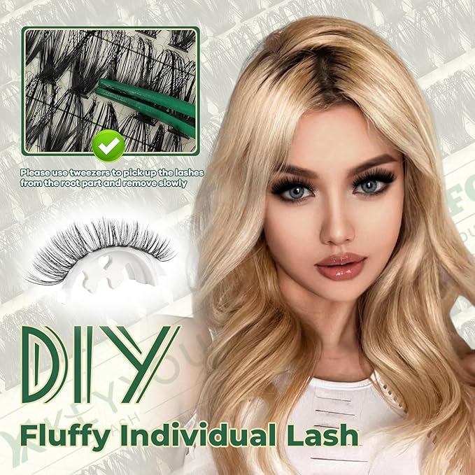 Lash Clusters 280Pcs Eyelash Clusters KEYYOU 60D+80D D Curl 9-16MIX Clusters Lashes Super Soft Wispy DIY Eyelash Extension at Home(60D+80D-D,9-16MIX)