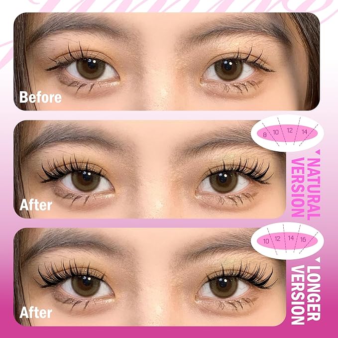JIMIRE Lash Clusters Kit Manga Cluster Lashes Natural Look Wispy DIY Lash Extension Kit with Lash Bond and Seal Waterproof 110Pcs 8-16MM Wispy D Curl Individual Lashes Wet-Look Eyelash Extension
