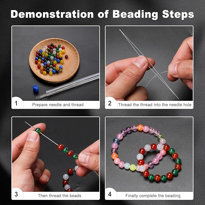 18 Pcs collapsible Big Eye Seed Beads Needles Set with Bottle