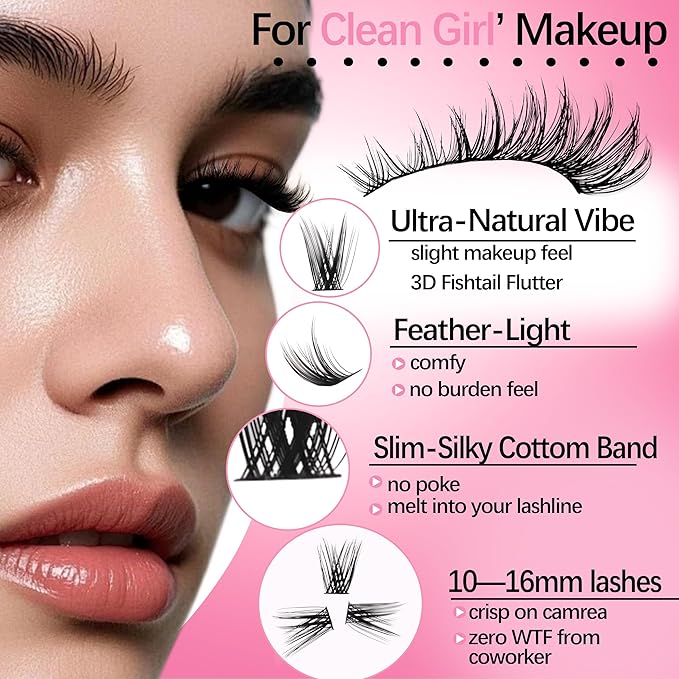 YIDUO Natural Wispy Eyelash Clusters Lashes Clusters Kit 10-16mm DIY Lashes Extension Kit 300pcs C Curl Individual Lashes Cluster with Lash Bond and Seal|Removers|Tweezers