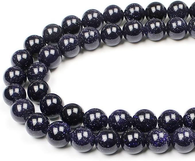 MJDCB Natural Stone Beads Blue Sand Stone Round Loose Beads for Jewelry Making DIY Bracelet Necklace (4mm)