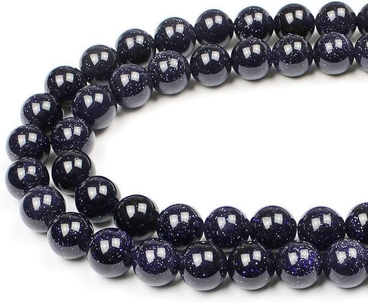 MJDCB Natural Stone Beads Blue Sand Stone Round Loose Beads for Jewelry Making DIY Bracelet Necklace (8mm)