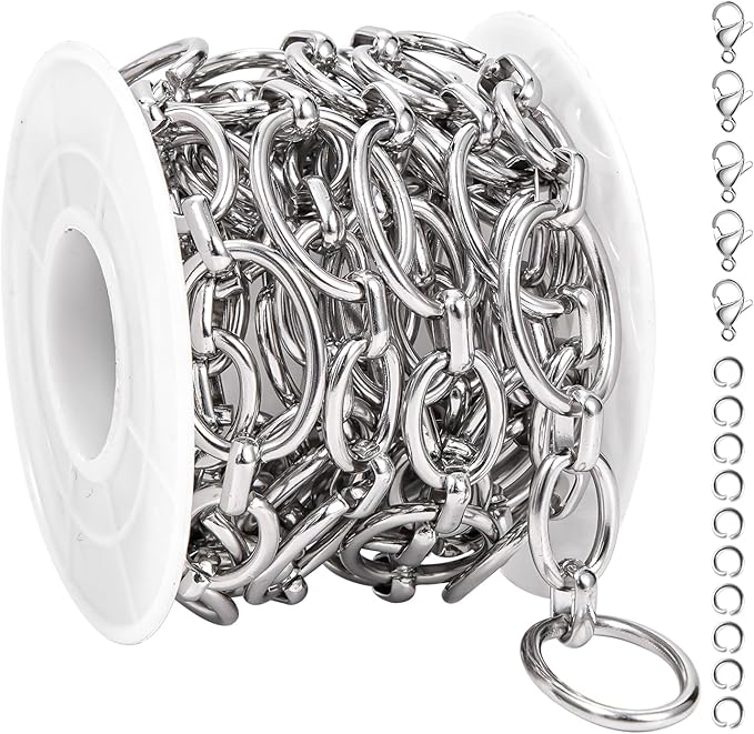UMAOKANG 2 Meters Stainless Steel Jewelry Making Chains Bulk on Spool Oval Link Chain DIY Decorative Chain