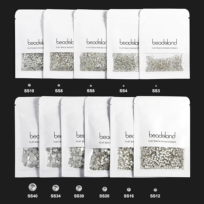 beadsland Flat Back Crystal Rhinestones Round Gems for Nail Art and Craft Glue Fix, Indicolite (2.9-3.0mm) SS12/1440pcs
