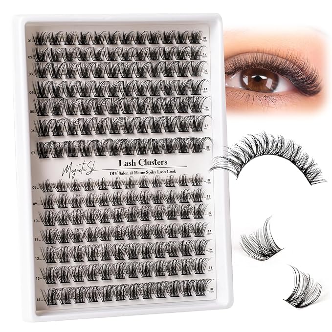 Lash Clusters 168pcs Manga Lash Extension Kit Curly 10-18mm Cluster Eyelash Extensions Natural Lash with Bond and Seal-M34+M35（Volume+Natural）