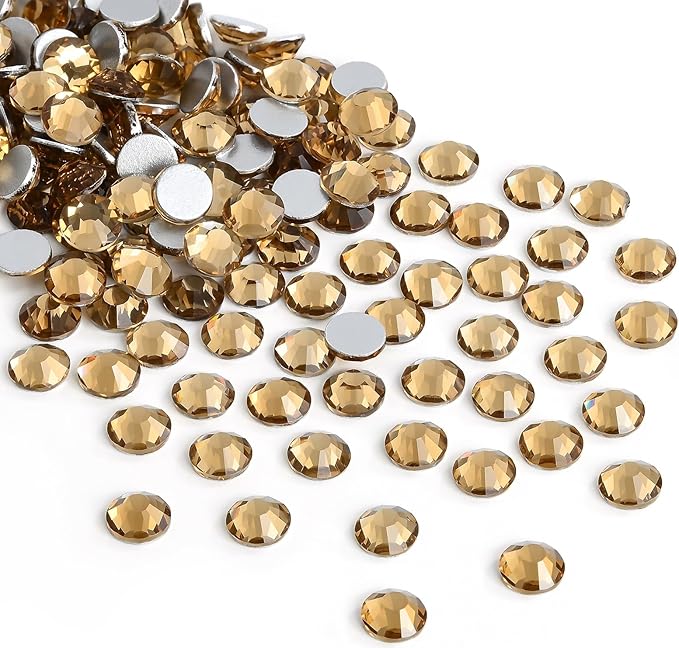 Glue Fix Crystal Flatback Rhinestones Glass Diamantes Gems for Crafting Nail Art Crafts Decorations Clothes Shoes 3.2mm (ss12 1440pcs, Lt Colorado Topaz)
