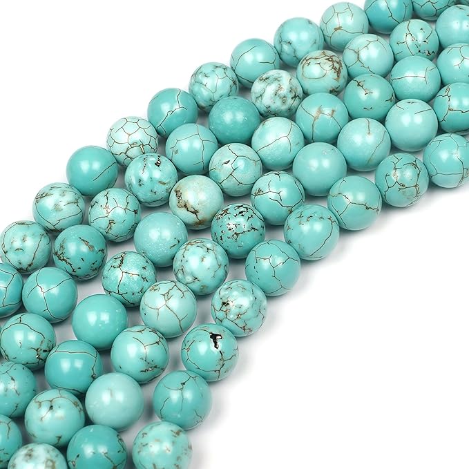 MJDCB Best Sellers Stone Beads Turquoise Round Loose Beads for Jewelry Making DIY Bracelet Necklace (8mm)