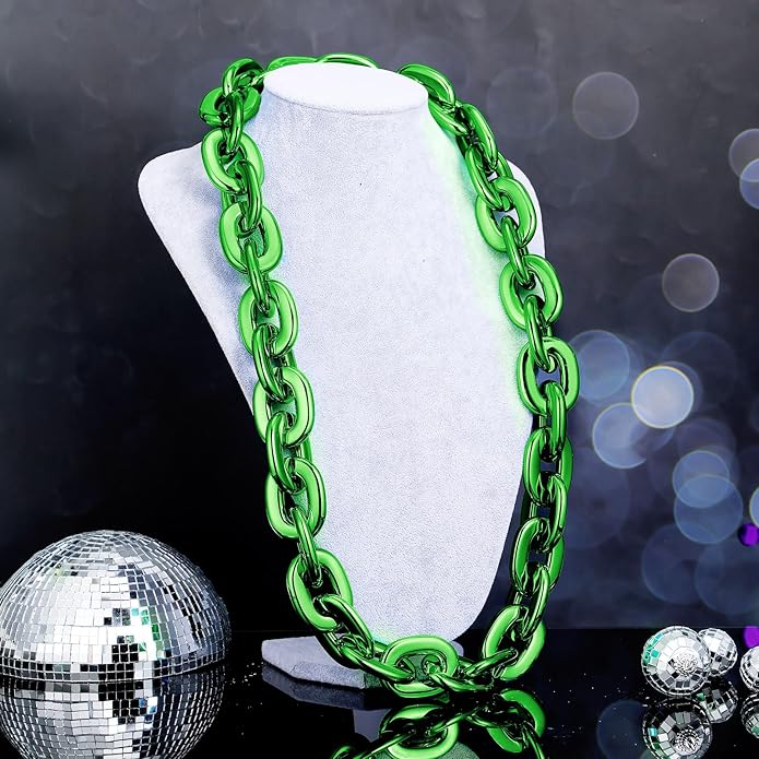 Remuuly Plastic Chain Necklace Chunky Big Fake Necklace Hip Hop Rapper Giant Turnover Chain Costume for Halloween
