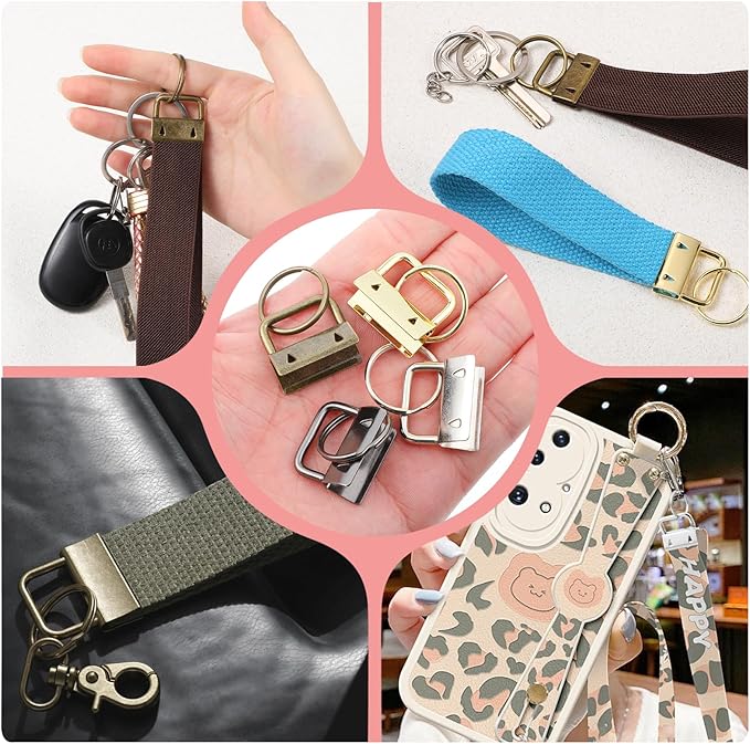 40 Pcs Key Fob Hardware, 1 Inch Keychain Hardware with Key Fob Pliers Keyfob Hardware Kit for Wristlet, Crafts, Lanyard, Key Chain Making Supplies