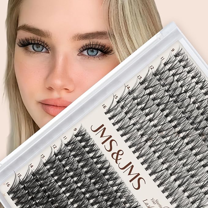 JMS&JMS DIY Lash Clusters 280pcs Individual Lashes D Curl Cluster Eyelash Extensions 30D+40D 9-16MIX Wispy Lash Extension at Home