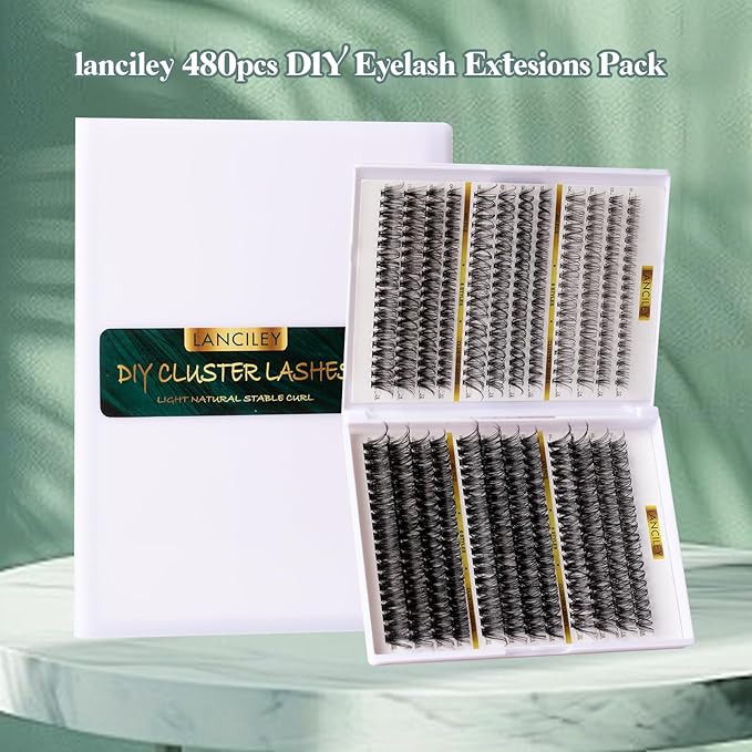 480PCS Lash Clusters 10-20MM 20D+30D+40D+60D+80D+100D Thick Volume Eyelash Extensions Natural Eyelash Clusters Individual Lashes Long Lasting D Curly Lash Extension Thin Band Soft False Lashes-6