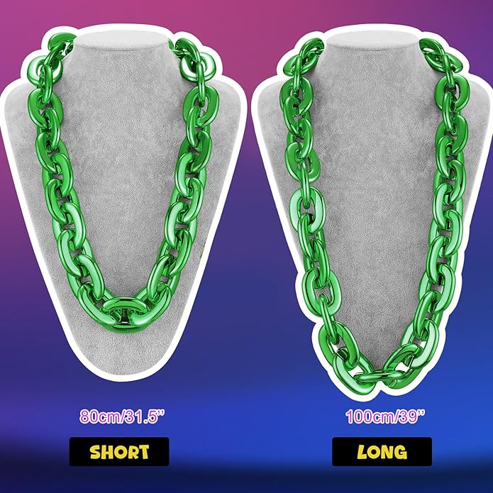 Remuuly Plastic Chain Necklace Chunky Big Fake Necklace Hip Hop Rapper Giant Turnover Chain Costume for Halloween