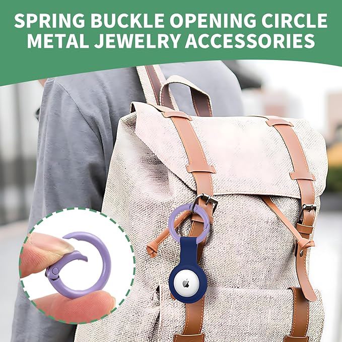 50PC Spring O Rings Set, Colorful Round Metal Carabiner Clips for Keychains, Handbags & Purses, Durable Snap Keyring & Backpack Clips, Versatile Organizer for Keys & Accessories