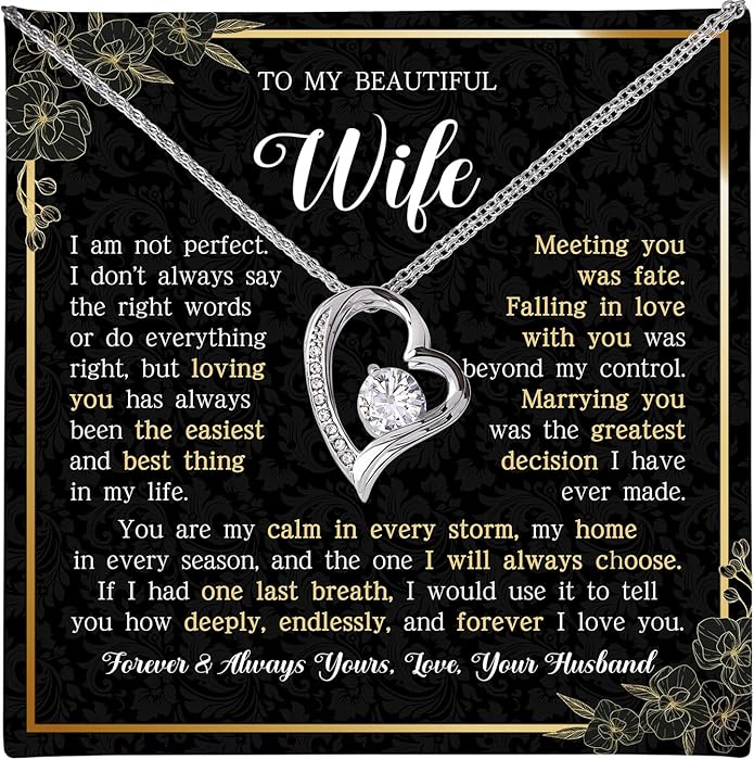 Mapileng To My Wife – Love Knot Necklace from Husband with Heartfelt Message Card & Elegant Luxury Gift Box, A Meaningful Romantic Jewelry Gift for Anniversary, Birthday, Wedding, Christmas