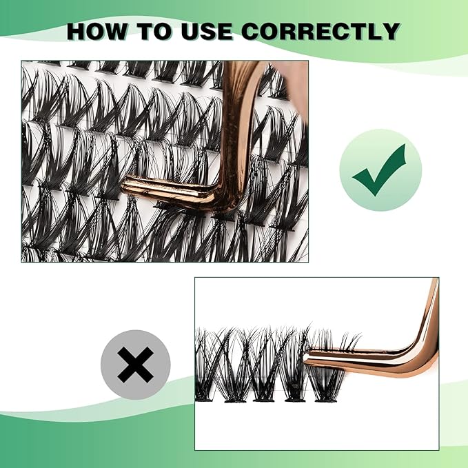 Lash Clusters 300pcs Individual Lashes 40D 0.07D Curl 15mm DIY Eyelash Extension KEYYOU Large Tray Volume Soft&Natural Eyelash Clusters(50D-0.07D,15）