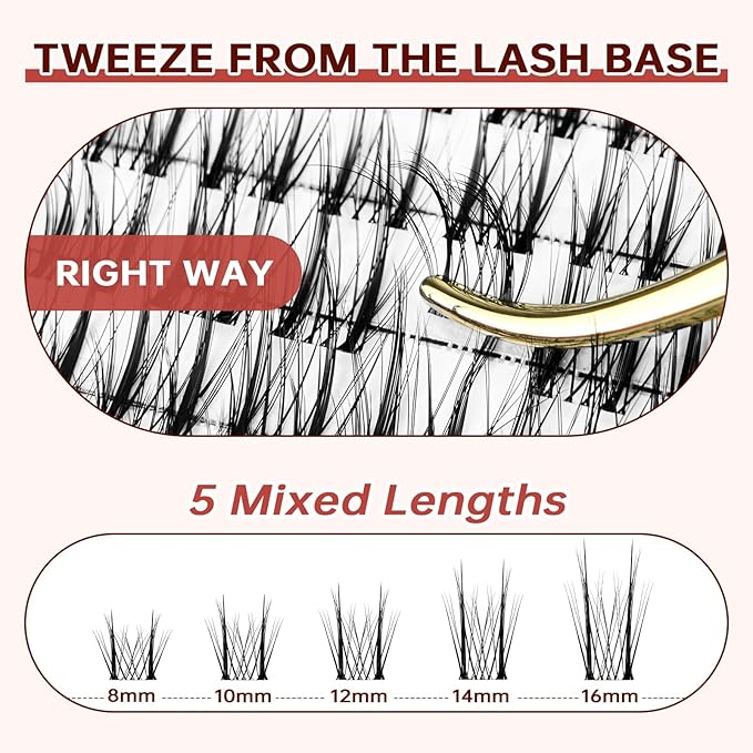 JOLIETIFY Lash Extension Kit, Natural Look, DIY Faux Mink Cluster Lashes 8-16mm, TwinkleUp, Soft & Fluffy, Waterproof Bond & Seal, Reusable Individual Lashes with Tweezers & Remover, Easy to Apply