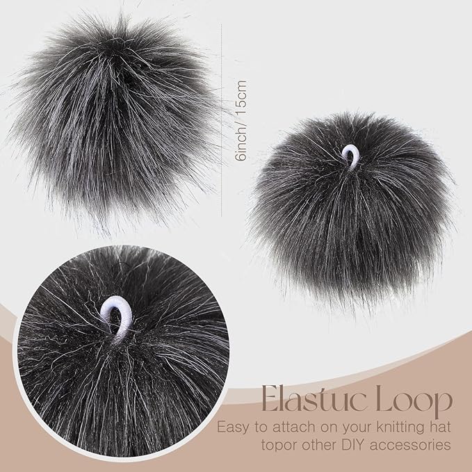 Tatuo 16 Pcs Faux Fur Pom Poms for Hat 4 Inches Large Fluffy Pom Balls for Crafts Knitting Beanies Shoes Scarves Bag Pompoms Keychain Charms Winter DIY Accessories (Light Gray)