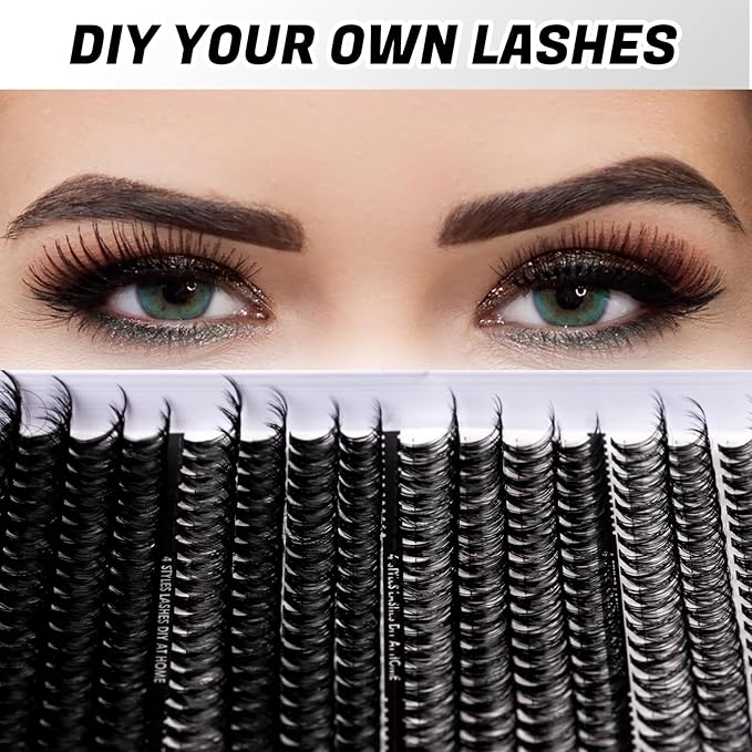 Lash Clusters 320pcs Lash Extension Kit 30D 40D 80D 100D Individual Lashes Kit 12-20mm Eyelash Extension Kit with Lash Bond+Seal,Lash Remover and Lash Tweezers for Easy Use(30/40/80/100D-0.07D Kit)