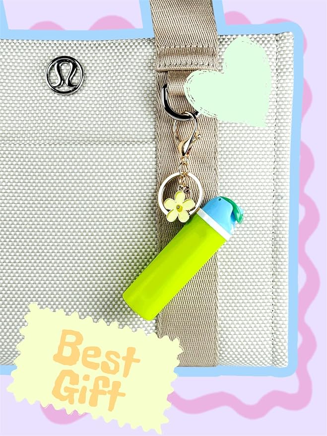 Mini Trendy Bottle Keychain Accessories Compatible with Owala Water Cute Tumbler Cup Chapstick Lip Balm Holder Charms