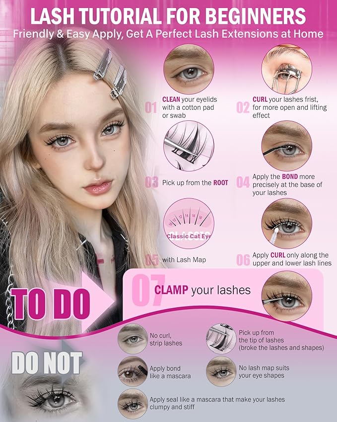 Manga Lash Clusters Natural Look Wispy Lashes Clusters Anime D-Curly Cluster Eyelash Extensions 110 Pcs 8-16MM Fairy Individual Cluster Lashes Wet-Look Lash Extensions