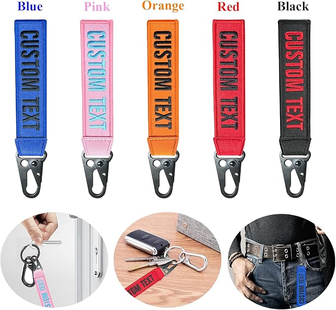 Personalized Embroidery Keychain, Custom Double Sided Embroidery Luggage Tags, Car enthusiast keychain, Keyring for Backpacks, Car, Biker, Motocycle