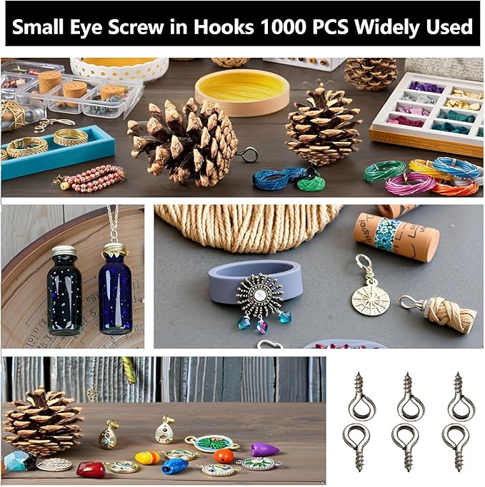 1000 Pcs Small Screw Eye Pins Jewelry Making Eyelet Hook for Craft 10 x 5mm Silver
